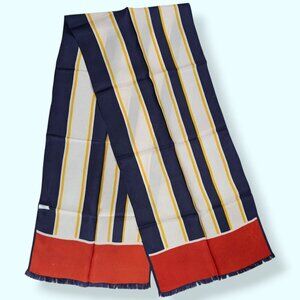 V. Prova Striped Thin Rectangular Fringe Scarf